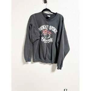 Cotton Deluxe Fleece Vintage Broken Spoke Saloon Sturgis Sweatshirt Black XL